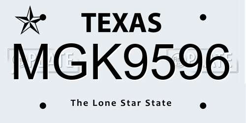 MGK9596 Texas License Plate