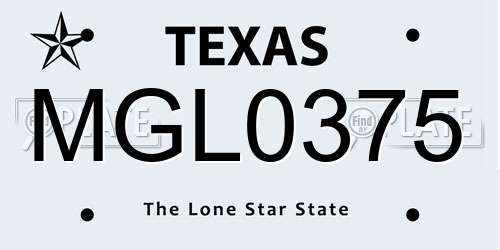 MGL0375 Texas License Plate