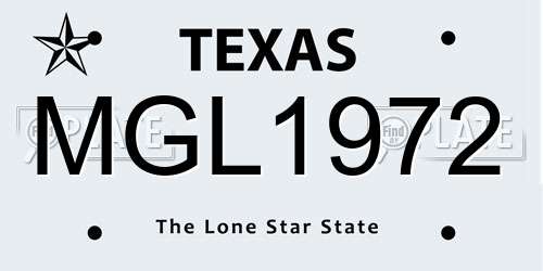 MGL1972 Texas License Plate