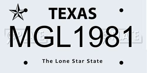 MGL1981 Texas License Plate