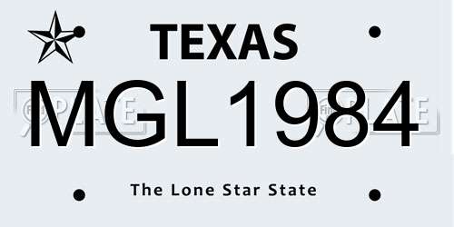 MGL1984 Texas License Plate