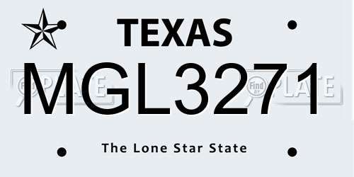 MGL3271 Texas License Plate