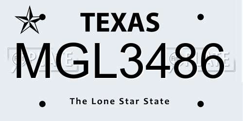 MGL3486 Texas License Plate