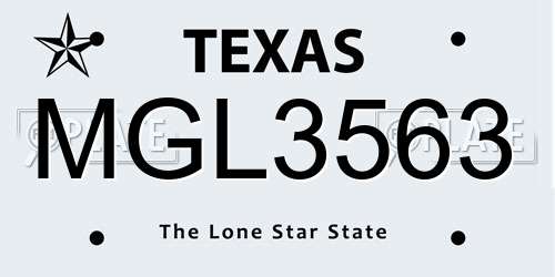 MGL3563 Texas License Plate