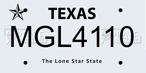 MGL4110 Texas License Plate