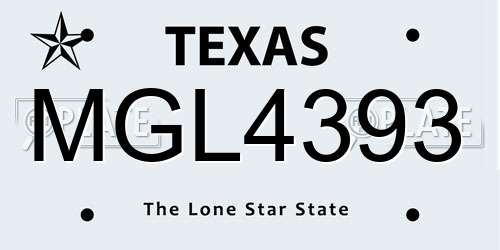 MGL4393 Texas License Plate