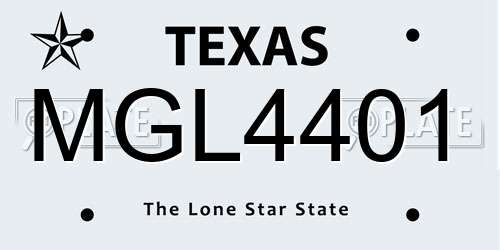MGL4401 Texas License Plate