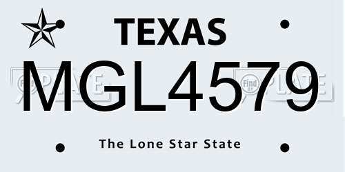 MGL4579 Texas License Plate