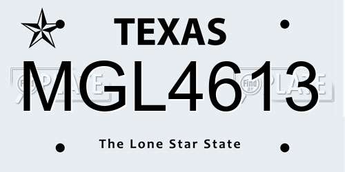 MGL4613 Texas License Plate