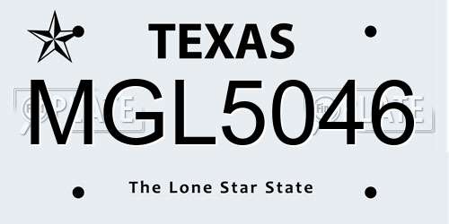 MGL5046 Texas License Plate