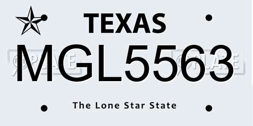 MGL5563 Texas License Plate