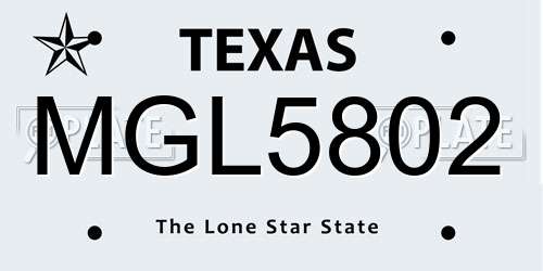 MGL5802 Texas License Plate