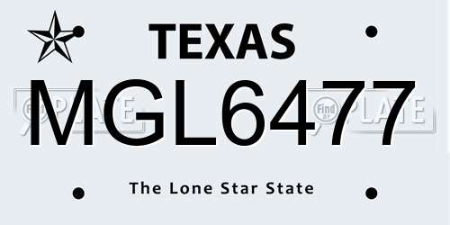 MGL6477 Texas License Plate