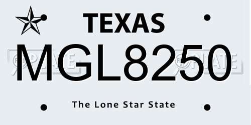 MGL8250 Texas License Plate