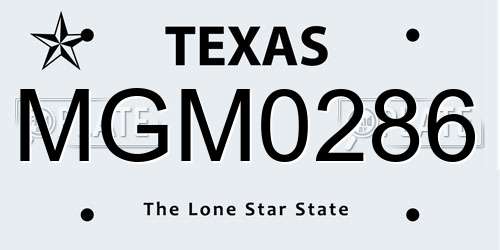 MGM0286 Texas License Plate