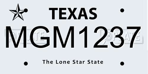 MGM1237 Texas License Plate