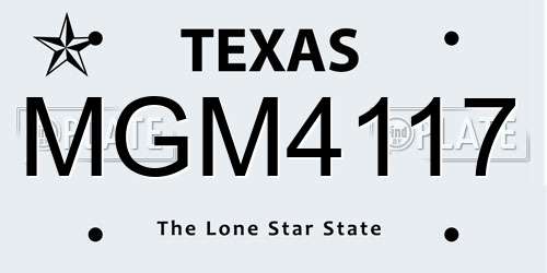 MGM4117 Texas License Plate