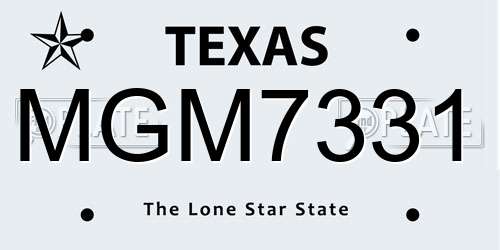 MGM7331 Texas License Plate