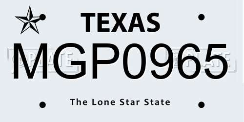 MGP0965 Texas License Plate