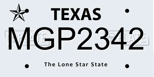 MGP2342 Texas License Plate