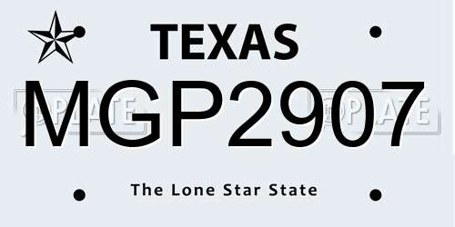 MGP2907 Texas License Plate