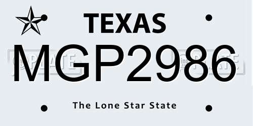 MGP2986 Texas License Plate