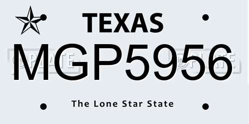 MGP5956 Texas License Plate