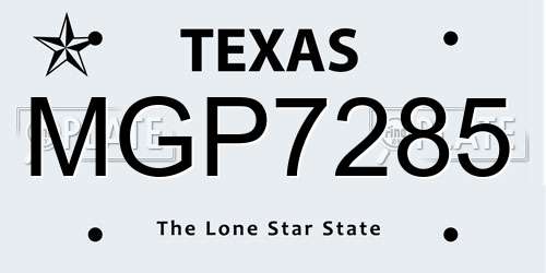 MGP7285 Texas License Plate