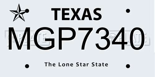 MGP7340 Texas License Plate