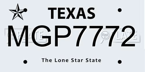 MGP7772 Texas License Plate