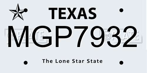 MGP7932 Texas License Plate