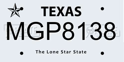 MGP8138 Texas License Plate