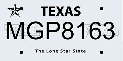 MGP8163 Texas License Plate