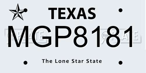 MGP8181 Texas License Plate