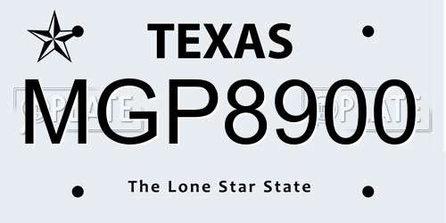 MGP8900 Texas License Plate