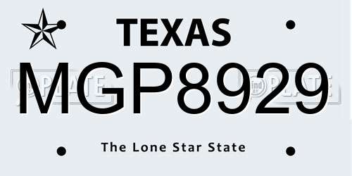 MGP8929 Texas License Plate
