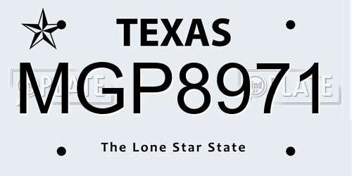 MGP8971 Texas License Plate