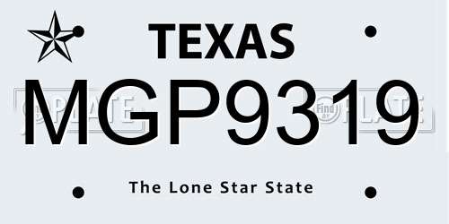 MGP9319 Texas License Plate