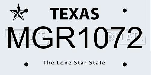 MGR1072 Texas License Plate