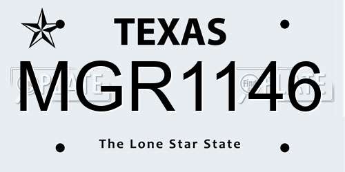 MGR1146 Texas License Plate