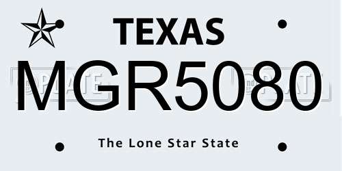 MGR5080 Texas License Plate