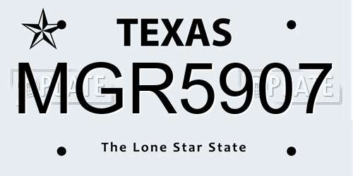 MGR5907 Texas License Plate