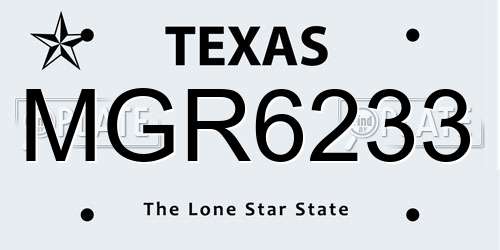 MGR6233 Texas License Plate