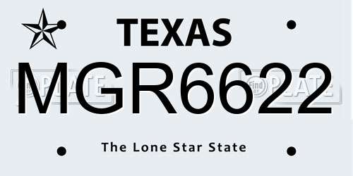 MGR6622 Texas License Plate