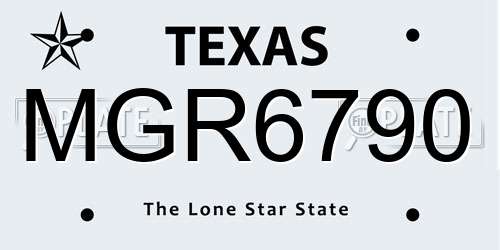MGR6790 Texas License Plate