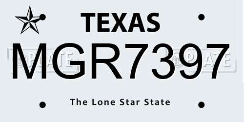 MGR7397 Texas License Plate