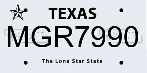 MGR7990 Texas License Plate
