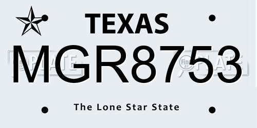 MGR8753 Texas License Plate