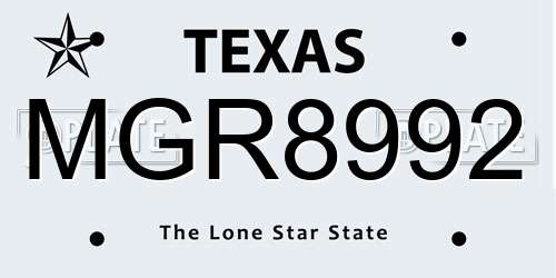 MGR8992 Texas License Plate