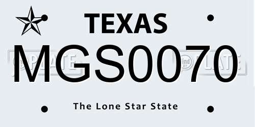 MGS0070 Texas License Plate